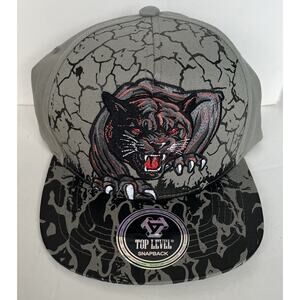 NWT Top Level Snapback Black Panther Embroidery Cotton Adult Adjustable Cap Hat